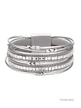 Faux Leather Wrap Bracelet Boho Western Layered Cuff Easy On Off Daily Wear